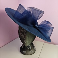 Navy blue large fascinator - blue,
