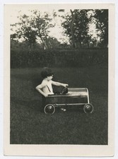 Small Boy in Tin Pedal Car Vintage 1930's Photograph C49
