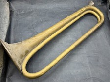 VINTAGE BRASS BUGLE INSTRUMENT ARMY STYLE WITH PATINA DISPLAY OR PROP