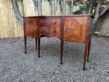 Antique reproduction sideboard mahogany inlaid Bow fronted 2 drawer desk