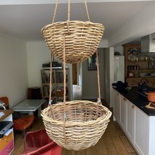 Vintage Double Wicker Hanging Baskets 