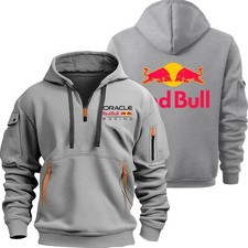 Red Bull Racing Hoodie Men Half Zipper Moto Sweatshirt 2025 Fashion Pullover Top