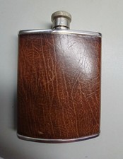 Calf Skin Vintage 6oz Leather Wrapped Hip Flask