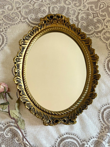 Ornate oval gold framed - framed, wall
