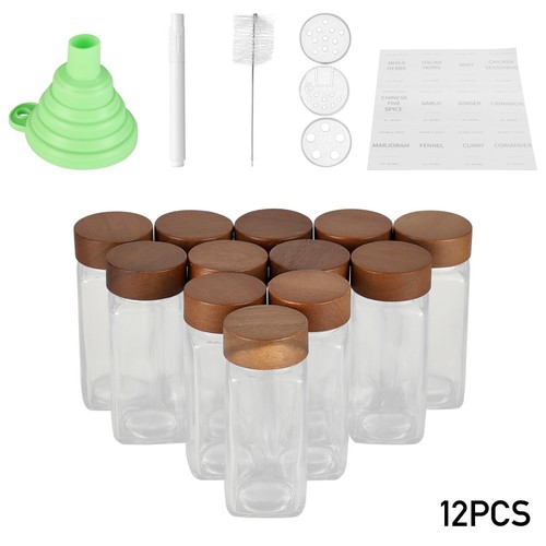 12x spice jars airtight glass - 12x,