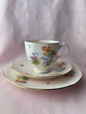 vintage plant tuscan china england art deco floral tea trio ✅ 1196
