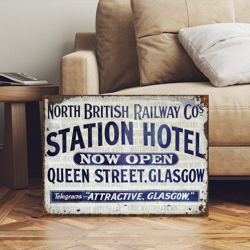 Vintage style railway glasgow - vintage,