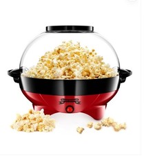 Gadgy Popcorn Maker Round, 800w Non-stick Coated Pop Corn Machine, Removable Lid