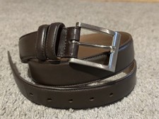 Allen Edmonds WIDE BASIC Men's Dress Belt #39507 Size 38 Brown USA silver Buckle