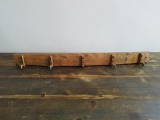 Whisky Barrel Stave Oak Coat Rack with Piano Hammer Hooks
