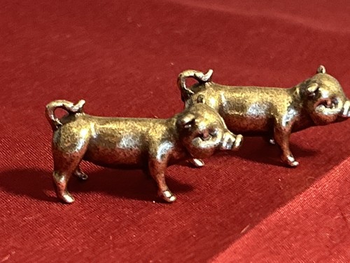 Pair vintage solid brass small - pair,