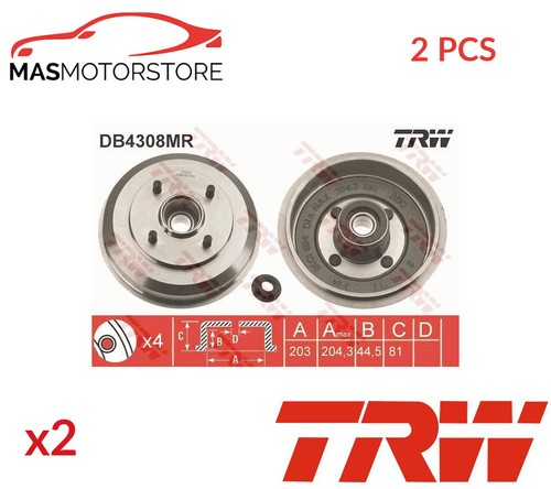Rear brake drum trw db4308mr - rear,