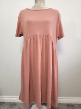Long Tall Sally Dress Size 16 Jersey Stretch Lightweight Tunic Salmon Pink