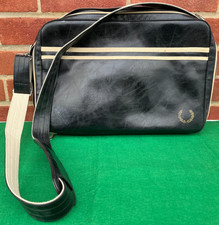 Fred Perry Retro Vintage Classic Shoulder Messenger Flight Laptop Bag Black