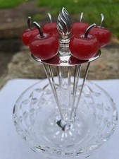 Cocktail stick holder hallmarked silver with crystal bowl 1930