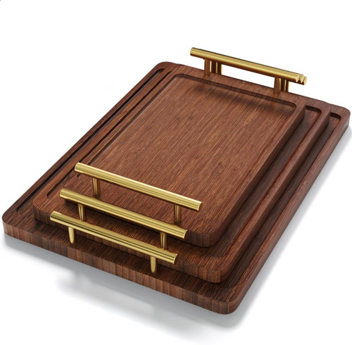 3pcs wooden bamboo - bamboo, serving