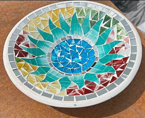 Unmarked round ceramic - ceramic, mosaic