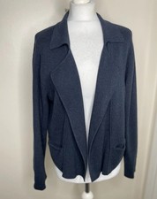 Beautiful  Poetry Denim Blue Cotton Cardigan With Collar & Pockets U.K. 10 VGC