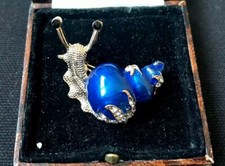 Vintage Style Art Snail Enamel Brooch Rhinestones