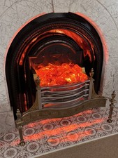 Vintage Glass Coal Effect Brass Electric Fire