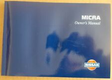 NISSAN MICRA OWNERS HANDBOOK