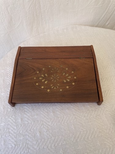Vintage teak writing box - vintage,