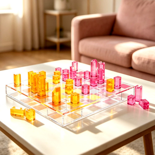 Acrylic chess checkers - &, in