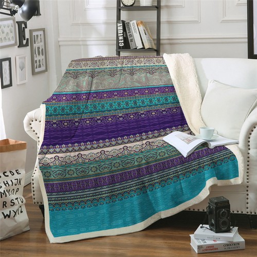 Bohemia faux fur fleece throw - fleece,