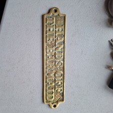 Vintage Solid Brass Plaque/Sign ~ HANDS OFF THE BARMAID ~