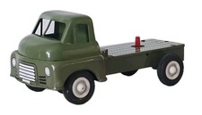 VINTAGE JOUSTRA FRANCE GREEN MILITARY TRUCK FRICTION DRIVE LORRY 16CM LONG
