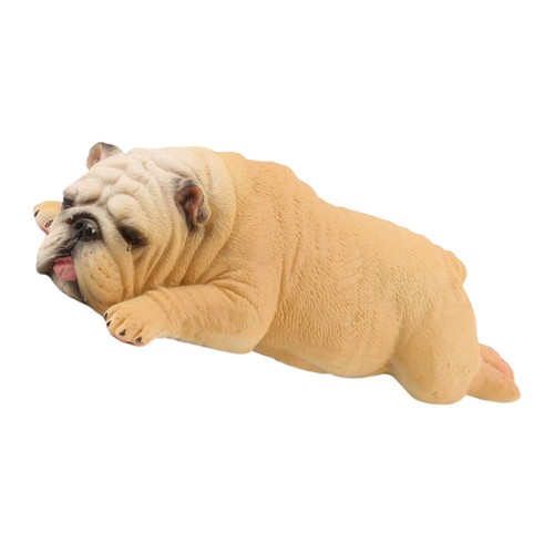 Yellow sleeping bulldog statue - yellow,