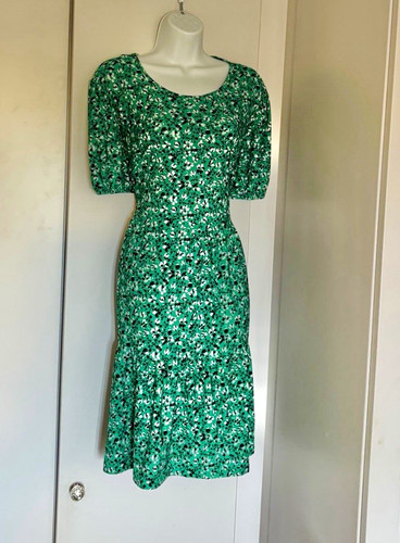 Green white floral cotton - floral,