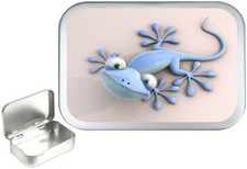 Geko 1oz Silver Hinged Tobacco Tin,50ml  Sewing Tin,Small Tin, Storage Empty Tin