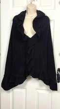 Womens Black Knitted Bolero Shrug Wrap Cardigan With Ruffle One Size