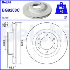 Brake Disc Delphi BG9200C Fits