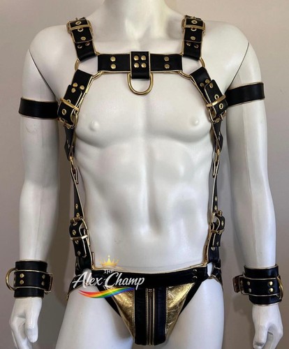 Gay leather body chest harness - leather,
