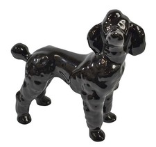 Vintage Coopercraft Ceramic Glazed Large Black Poodle Dog Figurine