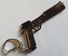 Collectible Model Pistol Semi Automatic Gun Keyring Solid Metal 6cm UK Seller