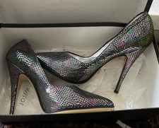 ITALIAN HEELS HAND MADE UNIQUE REAL LEATHER HIGH HEELED PEEP TOE SHOES  UK 6 39