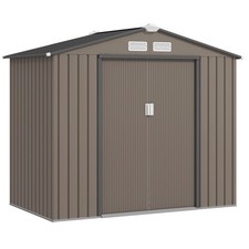Outsunny 7 x 4ft Garden Shed Storage with Foundation Kit and Vents, Brown