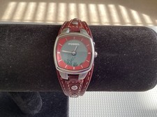 Fossil Ladies Big Tic Watch ES9873 Dancing Flowers Red Leather Strap