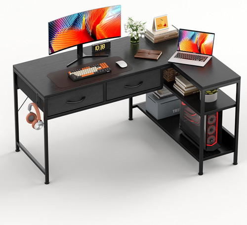 Shaped computer desk with 2 - shaped,