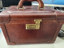 The Bridge Leather Vanity Case with Mirror - Brown