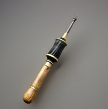 Rare Antique Piano Tuning Instrument Bow Drill In Ebony Brass & Fruitwood