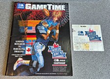 WORLD BOWL 91 PROGRAMME & TICKET ** LONDON MONARCHS VS BARCELONA DRAGONS ** 