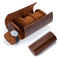Vintage Watch Roll Case Genuine Leather Watches Travel Storage Box Holder Box