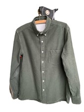  Muji Men’s Brushed Cotton Flannel Shirt. Olive Green.Medium.