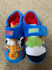 BOYS NEW TOY STORY SLIPPERS WOODY BUZZ TOUCH FASTENING SIZE 11