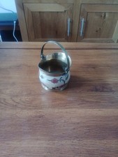 Vintage Indian Brass Hand Painted Pot / Water Jug With Handle Collectable 