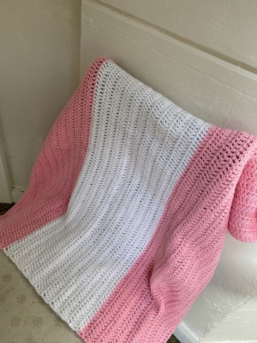 Pink and white hand knitted - white,